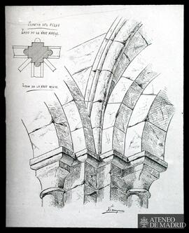 Enjarje de las bóvedas del Monasterio de Poblet (Tarragona)/ Planta del pilar del Monasterio (lad...