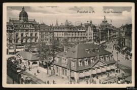 Tarjeta postal de vista general de la plaza Hauptwache en Frankfurt editada por Knackstedt & ...