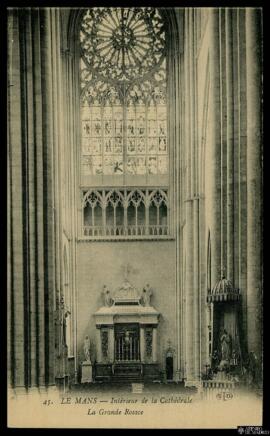 Tarjeta postal de vista interior del Gran Rosetón o Grande Rosace de la Catedral de Le Mans edita...