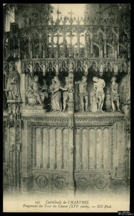Tarjeta postal de detalle de la Torre del Coro de la Catedral de Chartres editada por los Neurdei...