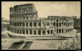 Tarjeta postal de vista exterior del Coliseo de Roma editada por remitida por A. Guinault a los M...