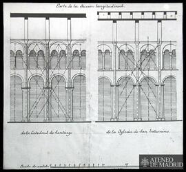 Catedral de Santiago de Compostela e Iglesia de San Saturnino (parte de la sección longitudinal)