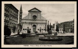 Tarjeta postal de vista exterior de la Basílica de Santa María Novella de Florencia editada por D...