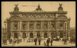 Tarjeta postal de vista exterior de la Ópera Garnier de París editada por L. D.