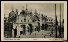 Tarjeta postal de vista panorámica de la Plaza y la Basílica de San Marcos de Venecia editada por...