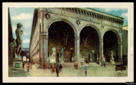 Tarjeta postal a color de la Loggia dell’Orcargna, también conocida como Loggia della Signora o L...