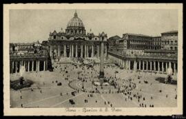 Tarjeta postal de vista panorámica de la Basílica de San Pedro de la Ciudad del Vaticano en Roma ...