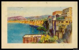 Tarjeta postal a color de vista del paisaje de la costa de Sorrento editada por  Danesi en Roma y...