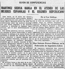 1931-05-10. Conferencia de María Martínez Sierra. Ahora (Madrid)