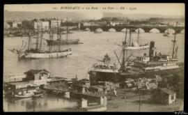 Tarjeta postal de vista panorámica de la Rade de Burdeos y el Pont de Pierre editada por Guionie ...