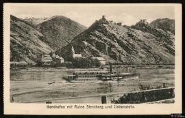 Tarjeta postal de vista panorámica de Bornhofen y las ruinas de Sternberg y Liebenstein editada p...