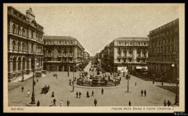 Tarjeta postal de la Piazza della Borsa y el Corso Umberto I de Nápoles editada por Ditta R. Zedd...