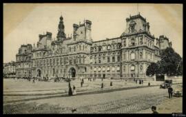 Tarjeta postal de vista exterior del Ayuntamiento de París editada por los Neurdein Frères en la ...