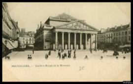 Tarjeta postal de vista exterior del Teatro Real de la Moneda o Théàtre Royal de la Monnaie de Br...