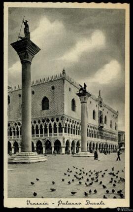 Tarjeta postal de vista exterior del Palacio Ducal de Venecia editada por La Fotocalco en Turín.