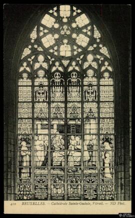 Tarjeta postal de vitral de la Catedral de San Miguel y Santa Gúdula en Bruselas editada por Neur...