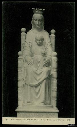 Tarjeta postal de detalle de la imagen escultórica religiosa de Notre-Dame sous Terre en la Cated...
