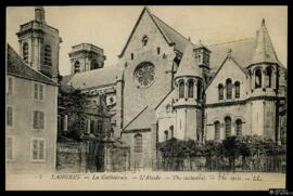 Tarjeta postal de vista exterior del Ábside de la Catedral de San Mamés de Langres editada por Lé...