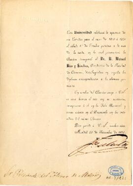 1870-09-29. Invitación de la Universidad Central