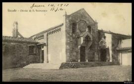 Tarjeta postal de vista exterior de la Iglesia y Convento de San Francisco en Fiesole con nota ma...