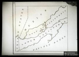 Mapa que incluye parte de Estados Unidos, Méjico, Baja California, Golfo de California y Océano P...