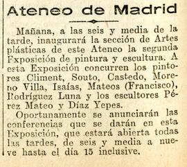 1931-11-03. Segunda exposición de pintura y escultura. El Liberal (Madrid)