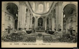 Tarjeta postal de vista interior del Coro de la Iglesia de San Sulpicio de París editada por Lévy...