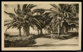 Tarjeta postal circulada de los Jardines Garibaldi de San Remo editada por Frédéric Laugier en Ni...