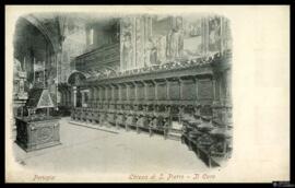 Tarjeta postal de vista interior del Coro de la Basílica de San Pedro en Perugia editada por Alte...