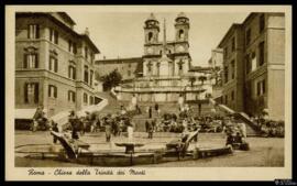 Tarjeta postal de vista panorámica de la Chiesa della Santissima Trinità dei Monti de Roma editad...