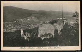 Tarjeta postal de vista panorámica de Baden-Baden desde el Alten Schloss editada por B. Lehrburger