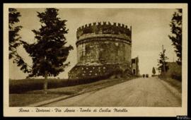 Tarjeta postal de vista exterior de la Tumba de Cecilia Metella en la Via Appia de Roma editada p...