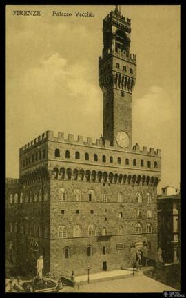 Tarjeta postal de vista exterior del Palazzo Vecchio de Florencia