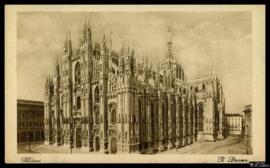 Tarjeta postal de vista exterior de la Catedral de Milán editada por Cesare Capello en la misma c...