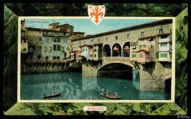 Tarjeta postal a color del Ponte Vecchio de Florencia editada por A. C. F.