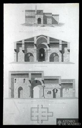 Iglesia de San Pedro de la Nave de Zamora. (fachada lateral, sección transversal, sección longitu...