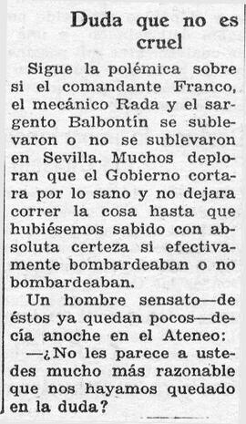 1931-07-12. Anécdota en el Ateneo sobre los sucesos de Sevilla. Ahora (Madrid)