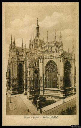 Fabrica del Duomo de Milán con matasello de la visita a la catedral Tarjeta postal de vista exter...