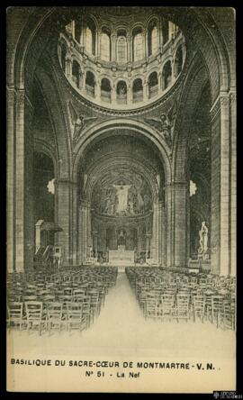 Tarjeta postal de vista interior de la Nave de la Basílica del Sagrado Corazón o Basilique du Sac...