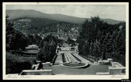 Tarjeta postal de vista panorámica de Baden-Baden desde el parque Wasserkunstanlage Paradies edit...