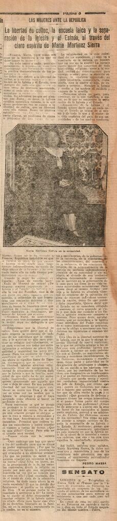 1931-06-13. Entrevista a María Martínez Sierra. El Liberal (Madrid)