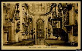 Tarjeta postal de vista interior de la Iglesia de Saint-Pantaléon en Troyes editada por G. Artaud...