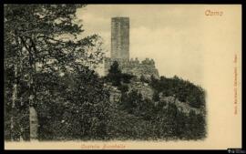 Tarjeta postal de vista panorámica del Castillo de Baradello en Como editada por Gatti Martinelli...