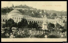 Tarjeta postal de vista panorámica del Cementerio monumental de Staglieno en Génova