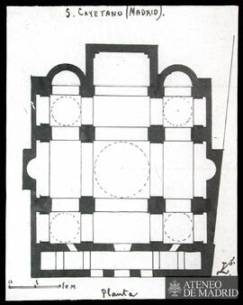 Planta de San Cayetano de Madrid.  (Dibujo de Vicente Lampérez y Romea)