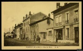 Tarjeta postal de fototipia de vista exterior de la Rue de Metz de Pompey editada por Daniel Delb...