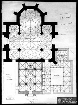 Planta de la Catedral de Plasencia (Cáceres).  (Dibujo de Vicente Lampérez y Romea. 2 de septiemb...