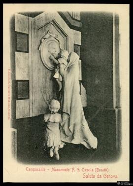 Tarjeta postal del monumento escultórico F. G. Casella del Cementerio monumental de Staglieno en ...