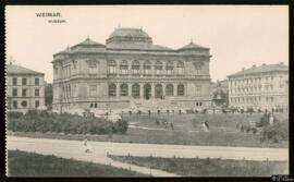 Tarjeta postal de vista exterior del Museo de Weimar editada por el Verlag von Zedler & Vogel