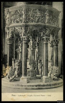 Tarjeta postal circulada del Púlpito de la Catedral de Santa María Asunta de Pisa editada por la ...